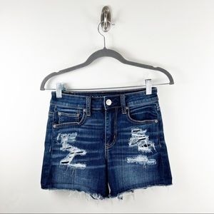 American Eagle Distressed Hi-Rise Shortie Jean Shorts Size 0